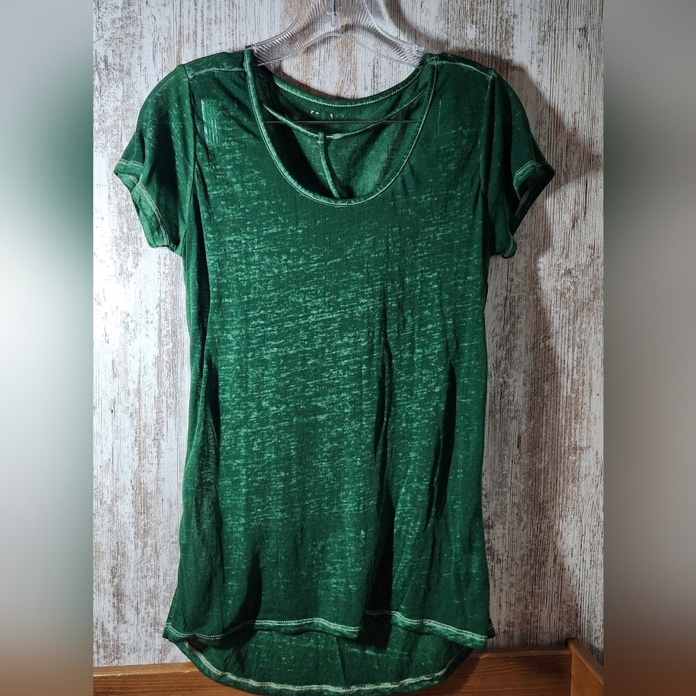 Sheer Short Sleeve Top Deep Emerald Shamrock Green Shirt Thin Very Lightweight